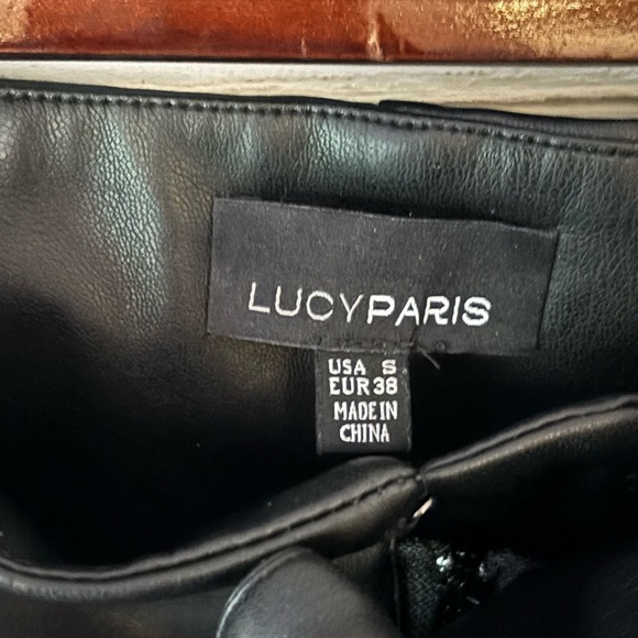 Lucy Paris Faux Leather Paperbag High Waist Ankle Pants Black - Picture 16 of 16